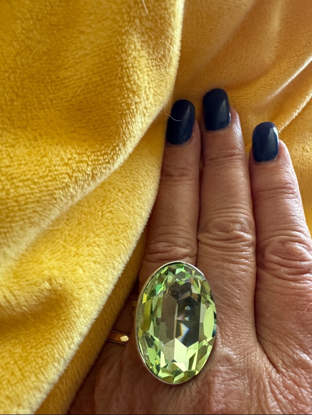 Tarina Tarantino Large Oval Lime Green Crystal Statement Ring